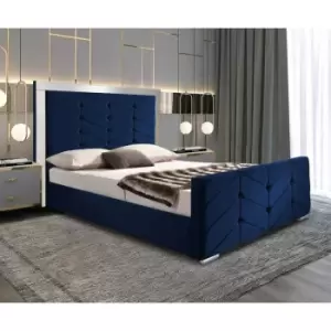 Image of Marisa Upholstered Beds - Plush Velvet, Double Size Frame, Blue - Blue