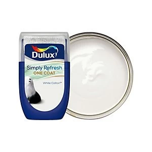 image of Dulux Simply Refresh One Coat White Cotton Matt Emulsion Paint 30ml