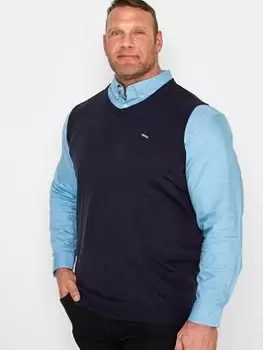 Image of BadRhino Essential Sleeveless Knitted Jumper - Navy, Blue, Size L, Men