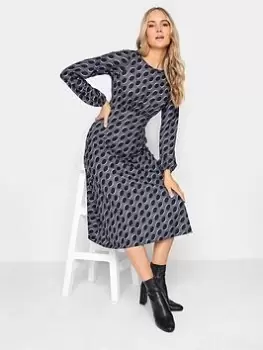 Image of Long Tall Sally Charcoal Spot Print Dress, Grey, Size 10, Women
