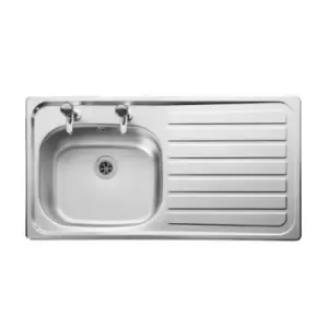 Image of Leisure Lexin Stainless Steel 2 Tapholes Kitchen Sink - 1.0 Bowl, Right Drainer LE95R