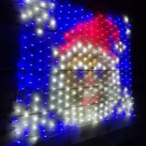 image of H1.2 x 1.3m Premier Indoor Outdoor Santa Father Christmas Net Light with 320 LED