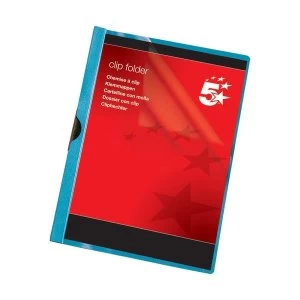 Image of 5 Star A4 Clip Folder 6mm Spine for 60 Sheets Blue Pack of 25