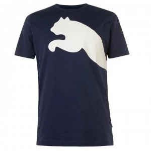 image of Puma Big Cat QT T Shirt Mens - Navy/White