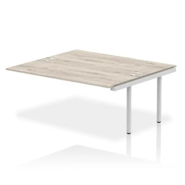 Image of Impulse Bench Dynamic Impulse W1800 x D1600 x H750mm Back to Back Bench Desk 2 Person Extension Kit Grey Oak Finish Silver Frame - IB00425 IB00425