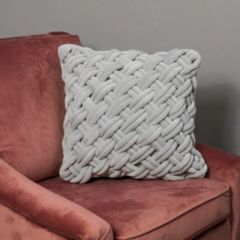 Image of Native Home & Lifestyle Grey Handknotted Velvet Cushion Cover Grey unisex