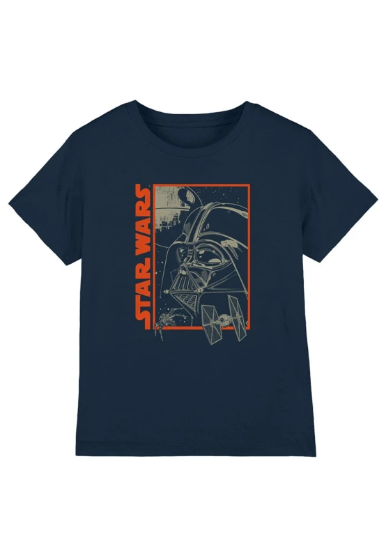 Image of Star Wars Star Wars Vader Outline Boys T-Shirt Navy Navy