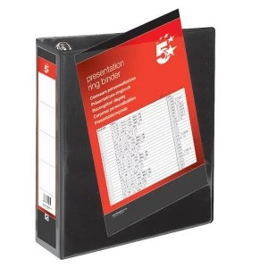 Image of 5 Star Presentation Ring Binder PVC 4 D-Ring 50mm Size A4 Black Pack 10