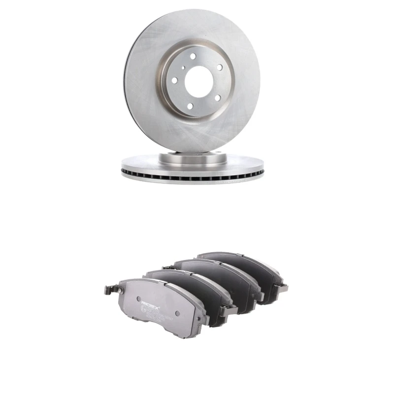 Image of RIDEX 3405B3026 Brake disc and pads set Front Axle, Brake Disc Type: internally vented, with acoustic wear warning Brake Set,disc brakes (3405)