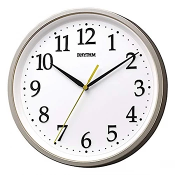 image of Rhythm Round Wall Clock with 3D Numbers - Silver