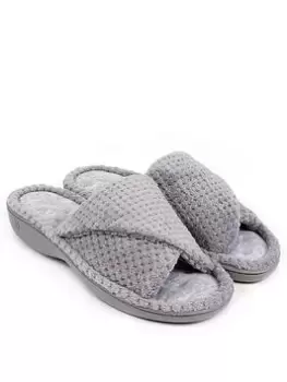 Image of TOTES Popcorn Turnover Open Toe 360 Comfort Slider - Pale Grey, Pale Grey, Size 4, Women