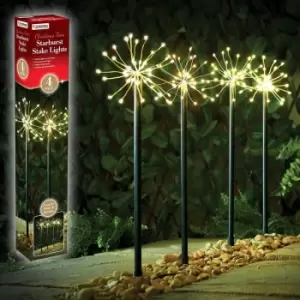 image of The Christmas Workshop 70369 LED Starburst Path Lights / Outdoor Christmas Lights / 50cm Tall Stake Lights / 4 Pack / 160 Warm White LED Light Bulbs