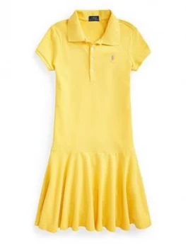 Image of Ralph Lauren Girls Classic Polo Dress, Yellow, Size 7 Years, S, Women