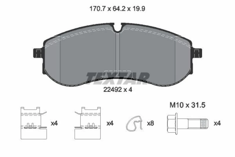 Image of Brake pad set TEXTAR 2249201
