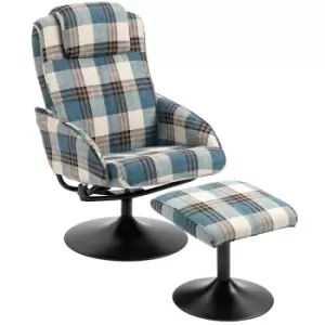 Image of HOMCOM Recliner Chair and Footstool, Swivel Armchair with Footstool and Adjustable Backrest for Living Room, Bedroom, Multicolour