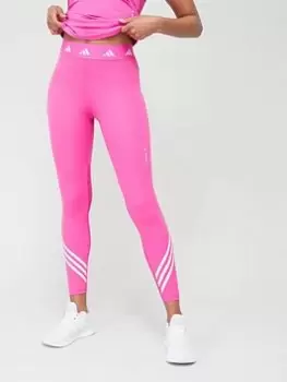 Image of adidas Tech-fit 3 Stripe 7/8 Tights, Pink, Size 2XL, Women