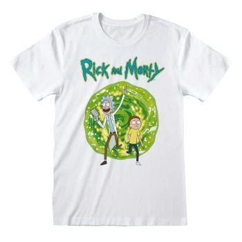 Image of Rick And Morty - Portal Unisex X-Large T-Shirt - White
