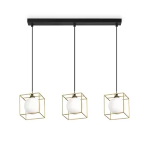 Image of Lingotto Decorative Triple Cube Wire Frame Pendant Brass Ant, G9