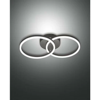 Image of Fabas Luce Lighting - Fabas Luce Giotto Integrated LED Wall Light Black Glass