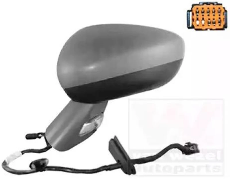 Image of VAN WEZEL 0963817 Wing mirror * HAGUS * Left, chrome, Heatable, primed Outside Mirror (50)