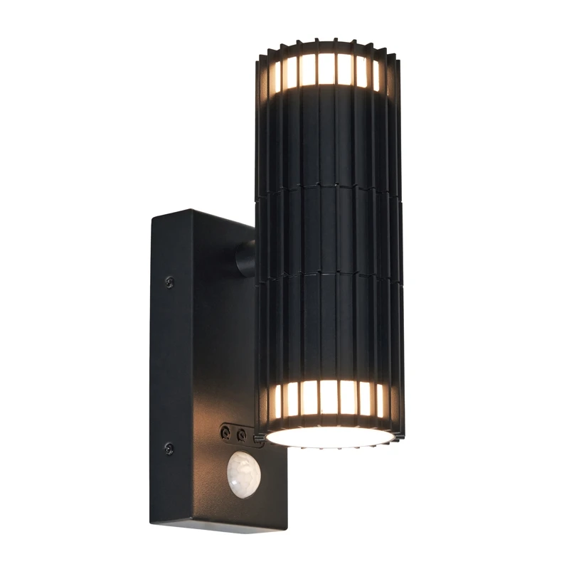 Image of Zink Muto Outdoor Up and Down Wall Light with PIR Sensor in Black