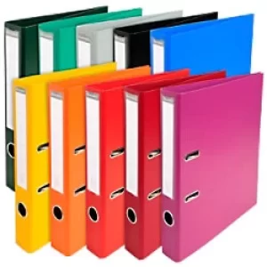 Image of Prem'Touch Lever Arch File PVC A4, S50mm 2 Ring, Assorted, Pack of 10