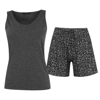 image of Miso Animal Print Pyjama Set Ladies - Grey/Black