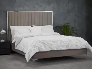 Image of LPD Berkeley 4ft6 Double Mink Grey Velvet Upholstered Fabric Bed Frame