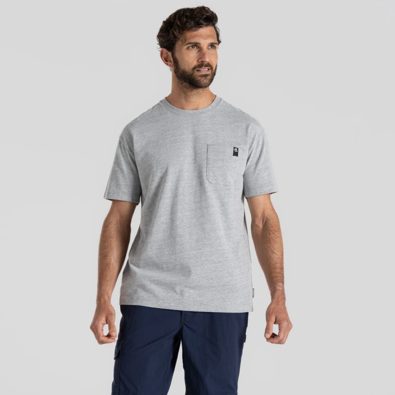 Image of Craghoppers Craghoppers Men 'Wakefield' Pocket Workwear Short Sleeved T-Shirt in Light Grey Size: 2X-large Light Grey XXL Male 5063019678368
