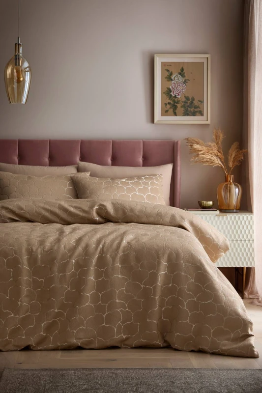 Image of Soiree Ginko Jacquard Duvet Cover Bedding Set Natural