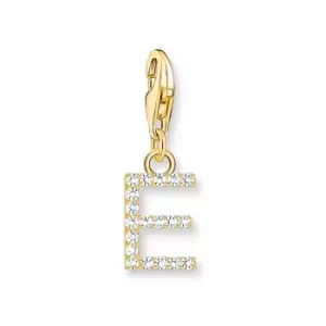 image of THOMAS SABO Gold Plated Zirconia Letter E Charm