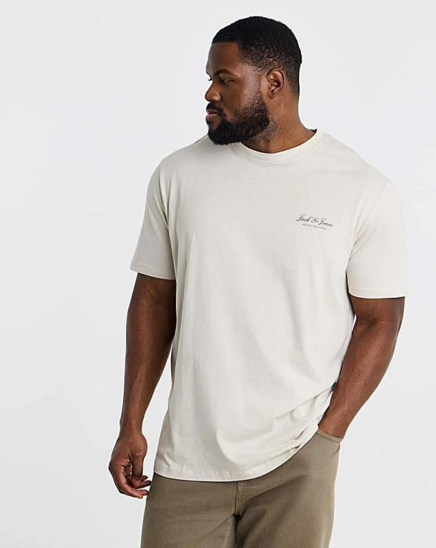 Image of jack & jones Jack & Jones Archive Logo T-Shirt Cream - JACK & JONES - Size: 3XL(56) Cream Male 3XL(56) JA51905