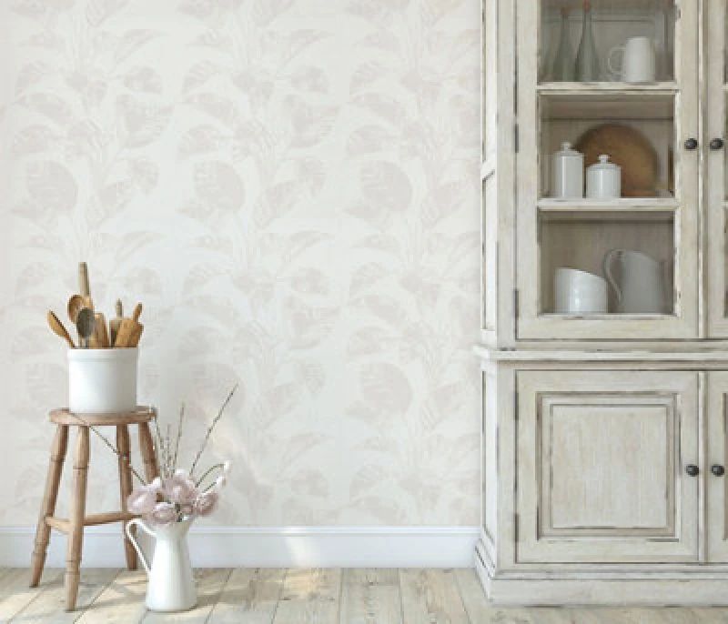 Image of Erismann Largo Leaf Blown Vinyl Wallpaper - Beige
