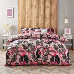 Image of Furn. Serpentine King Duvet Cover Set Cotton Polyester Ruby Pink