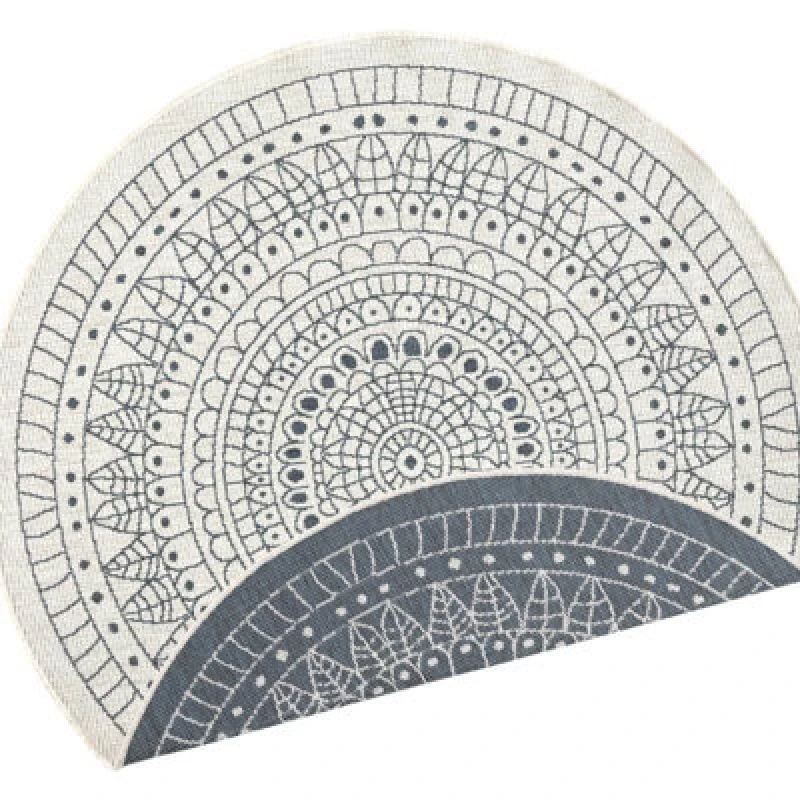 Image of The Rugs Porto Reversible Indoor Outdoor Round Rug Flatweave Polypropylene Design In Grey