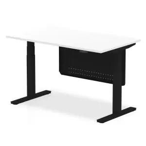 image of Air 1400 x 800mm Height Adjustable Desk White Top Black Leg With Black