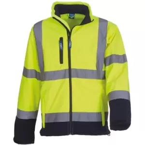 Image of Mens Hi-Vis Sofshell Jacket (m) (Hi-Vis Yellow/Navy) - Hi-Vis Yellow/Navy - Yoko