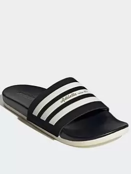 Image of adidas Adilette Comfort Slides, White/Green, Size 7, Men
