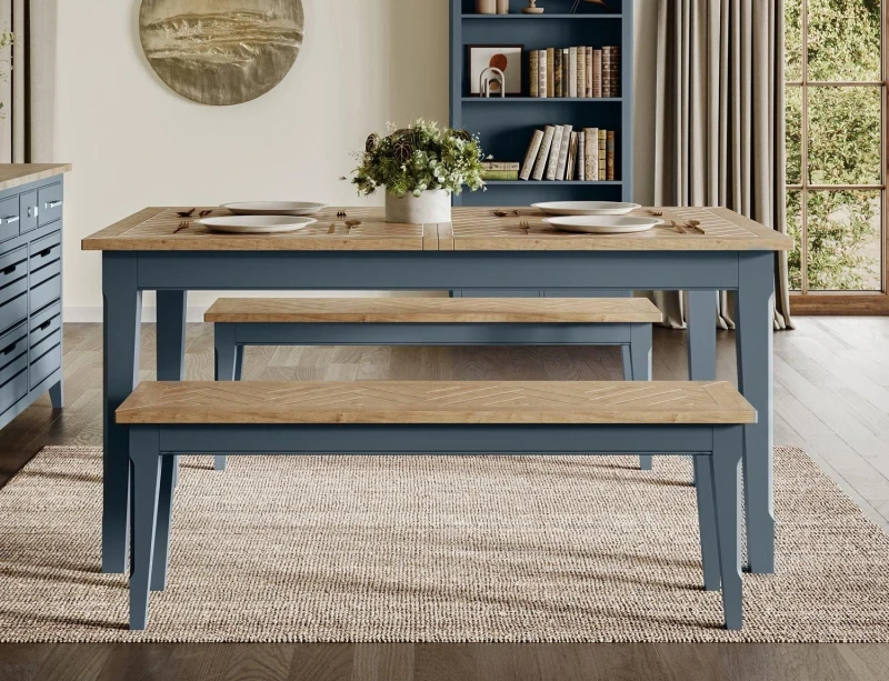 Image of Baumhaus Signature Blue Extending Dining Table Blue