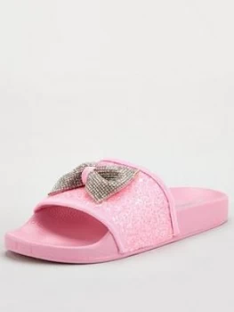 Image of Lelli Kelly Girls Maelle Bow Slider - Pink, Size 3 Older