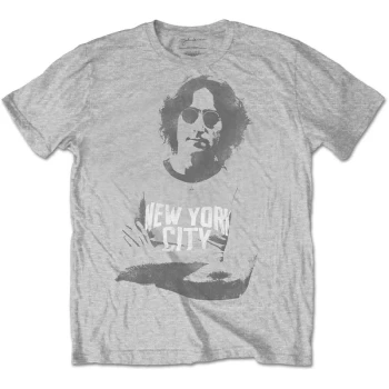 image of John Lennon - NYC Unisex Large T-Shirt - Grey