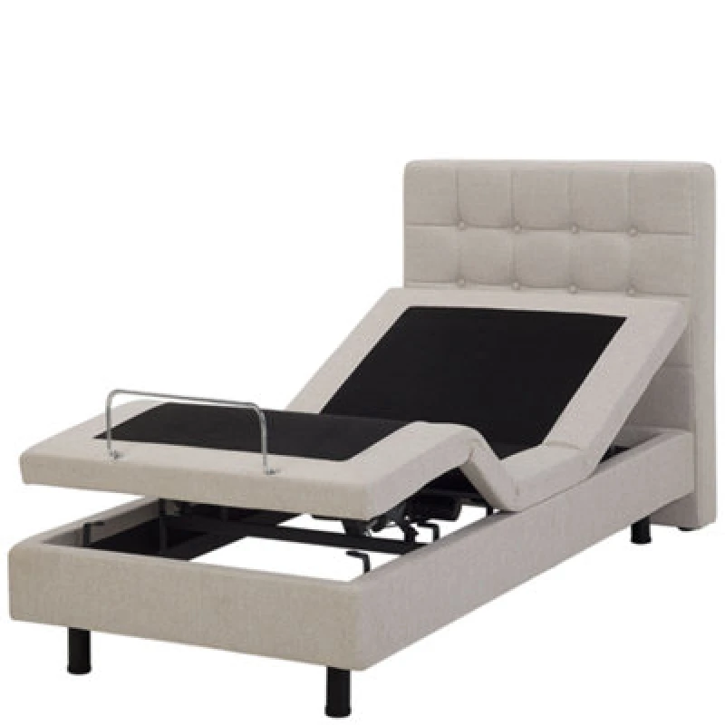 Image of Beliani Adjustable Bed Fabric Duke 90 X 200 Cm (Eu Single) Beige