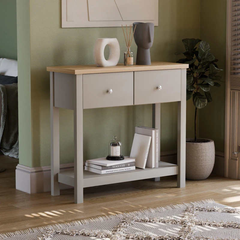 Image of Lassic Vida Designs Arlington 2 Drawer Console Table Grey unisex 2 Drawer