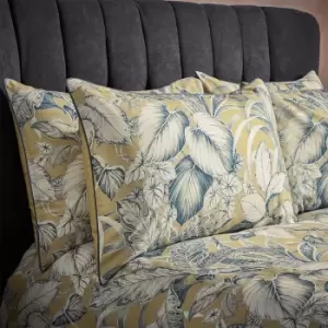 Image of Tivoli Tropical Printed Piped Pillowcase Pair Gilt