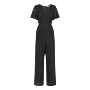 image of Yumi Black Angel Sleeve Lace Jumpsuit - Black