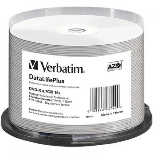 image of Verbatim 50x Blank Printable DVD-R 4.7GB Spindle