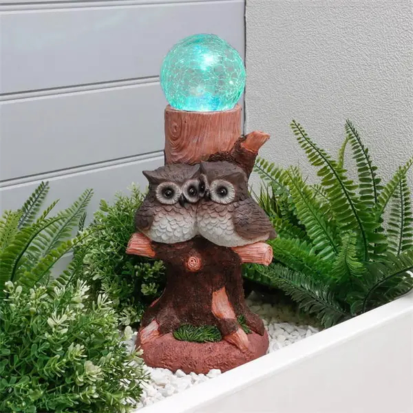 Image of Streetwize Solar Owl Multi Colour Ball Light - Brown One Size