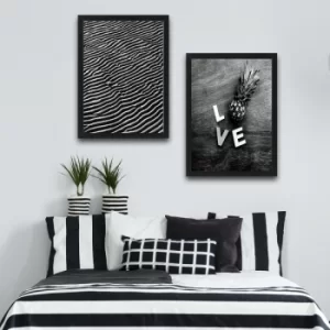 Image of Love Black White Set Multicolor Decorative Framed Painting (2 Pieces)