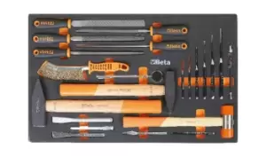 image of Beta Tools M231 22pc Hammer Chisel File & Punch Set Soft Tray for Roller Cab