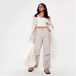 Image of I Saw It First Cargo Drawstring Denim Jeans - Beige